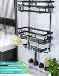 LEFEE Over the Shower Caddy with 2 Large Capacity Basket Shelves with 2 Soap Rack and 14 Hooks, Over the Shower Head No Drilling Rustproof Shower Caddies for Bathroom,Stainless Steel