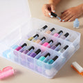 Nail Polish Organizer Case with Lid and Handle, Holds 30 Bottles (Pink, 11.8 x 11.2 x 3.15 In)