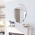 LUVODI Beveled Edge Wall Mirror Bathroom Mirror Vanity Scalloped for Home Living Room 25x32in