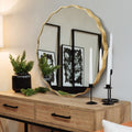 TEWLOSS Round Mirrors Wall Mirror 24" Wavy Mirror for Bathroom Gold Aluminum Alloy Framed