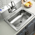 Topbuy Stainless Steel Sink NSF Wall Mount Hand Washing Sink with Faucet & Back Splash