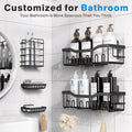 Kiwi Wellness 5-Shelf Stainless Steel Shower Caddy, Across Tub Mount, Razor Organizer, Black