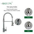 Akicon 32" Undermount 50/50 Double Bowl Kitchen Sink and Pull-down Faucet Combo with Drain Strainer, Protective Bottom Grid, All in One