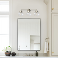 3-Light Bathroom Lighting Fixtures Over Mirror With Globe Clear Glass Shade,23.5 Inch,E26 Sockets,Modern Contemporary Bath Light Fixture For Over Sink,Kitchen Wall,Brushed Nickel (Bulbs Not Included)