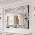 LUVODI Crushed Diamond Wall Mirror 39x28 inch Decorative Glass Silver Bathroom Vanity Mirrors Square