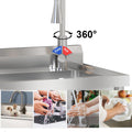 47 Inch Utility Sink With Faucet & Cold and Hot Water Pipes, Free Standing Sink for Kitchen Laundry Room Bathroom Restaurant Garage Garden Backyard, Stainless Steel Sink, Sink with Workbench