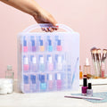 Nail Polish Organizer Case with Lid and Handle, Holds 30 Bottles (Pink, 11.8 x 11.2 x 3.15 In)
