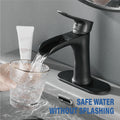 Yundoom Matte Black Bathroom Faucet,Bathroom Sink Faucet,Waterfall Bathroom Faucet
