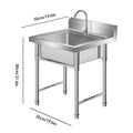 Kagrote 19.6 Inch Stainless Steel Utility Sink with Hot and Cold Faucet, Freestanding Commercial Kitchen Single Bowl Sink for Restaurant, Laundry Room, Garage