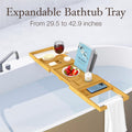 Bathtub Tray for Tub - Adjustable Bamboo Bath Tray for Tub - Collapsible & Folding Bathtub Caddy Bath Tub Tray Wood - Bath Accessories - Unique for Mom | by Bambüsi