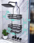 LEFEE Over the Shower Caddy with 2 Large Capacity Basket Shelves with 2 Soap Rack and 14 Hooks, Over the Shower Head No Drilling Rustproof Shower Caddies for Bathroom,Stainless Steel