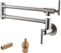 Havin Brass Pot Filler,Wall Mount Commercial Pot Filler Faucet,Brass Copper Material Kitchen Folding Faucet,Coffee Machine Faucet with Stretchable Double Joint Swing Arms,Style A,Brushed Nickel