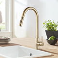 Senlesen Brushed Gold Kitchen Faucet Pull Out Sprayer Sink Mixer Tap