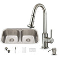 Vigo Inductries VG15339 VIGO All in One 32-inch Undermount Stainless Steel Kitchen Sink and Faucet Set