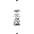Yeyebest Corner Shower Tension Pole, Non-dirlled Metal Shower Pole with 4 Plastic Baskets, Black, 39"-125"