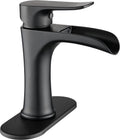 Yundoom Matte Black Bathroom Faucet,Bathroom Sink Faucet,Waterfall Bathroom Faucet