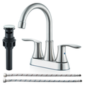 Zovajonia Centerset 4 In Bathroom Sink Faucet 2 Handle Vanity 360 Swivel Spout with Drain Brushed nickel