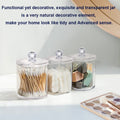 4 PACK Qtip Holder Dispenser for Cotton Ball, Cotton Swab, Cotton Round Pads, Floss Picks - 12 oz Clear Apothecary Jar Set for Bathroom Canister Storage Organization, Vanity Makeup Organizer