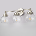 3-Light Bathroom Lighting Fixtures Over Mirror With Globe Clear Glass Shade,23.5 Inch,E26 Sockets,Modern Contemporary Bath Light Fixture For Over Sink,Kitchen Wall,Brushed Nickel (Bulbs Not Included)