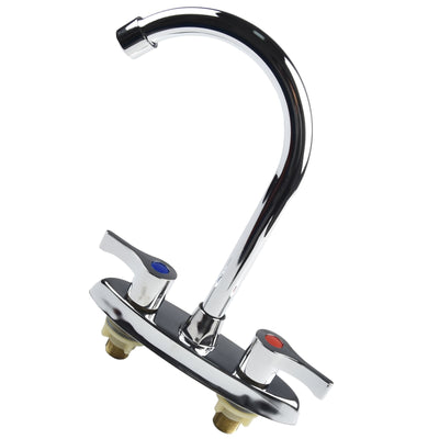 Mingkeerda Brass Double Hole Handle Rotary Hot and Cold Basin Sink Mixer Faucet