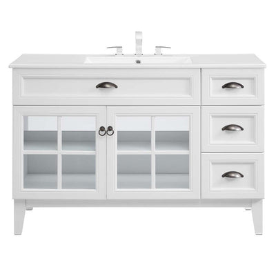 Modway Isle 48" Modern Wood Single Sink Bathroom Vanity Cabinet in White