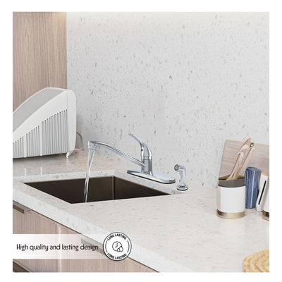 WMF-8348Z-CP - Hybrid Metal Deck Kitchen Sink Faucet Single Handle, Ceramic Cartridge with Side Spray