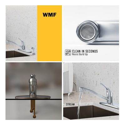 WMF-8348Z-CP - Hybrid Metal Deck Kitchen Sink Faucet Single Handle, Ceramic Cartridge with Side Spray
