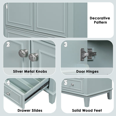 EUROCO 30" Bathroom Vanity Base Only,Bathroom Vanity Without Top Sink, Modern Freestanding Bathroom Storage Cabinet with Doors and Drawer,Solid Wood Frame,Green