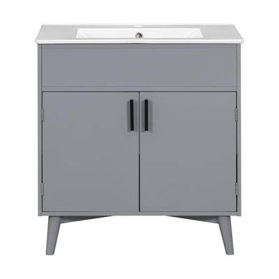 Bathroom Storage Cabinet with Sink, Bathroom vanity Set with Anti-Scratch Floor Mat, Combo Cabinet with 2 Cabinet Door