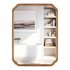 Magnifique Rounded Corner Arch Wall Mirror with Wood Frame for Bathroom 30" x 40"，Natural Wood Color