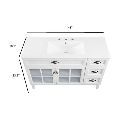 Modway Isle 48" Modern Wood Single Sink Bathroom Vanity Cabinet in White