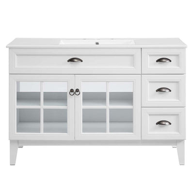 Modway Isle 48" Modern Wood Single Sink Bathroom Vanity Cabinet in White