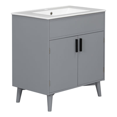 Bathroom Storage Cabinet with Sink, Bathroom vanity Set with Anti-Scratch Floor Mat, Combo Cabinet with 2 Cabinet Door